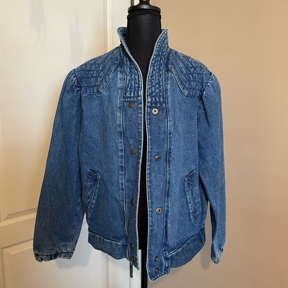 Vintage The Jack Set Blue Wash Snap Button Pocket Denim Jean Jacket Size L 80s - Picture 2 of 13